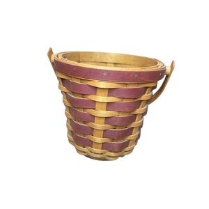 Longaberger red Brown Basket with Handle small